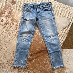Moussy Light Blue Distressed Skinny Jeans